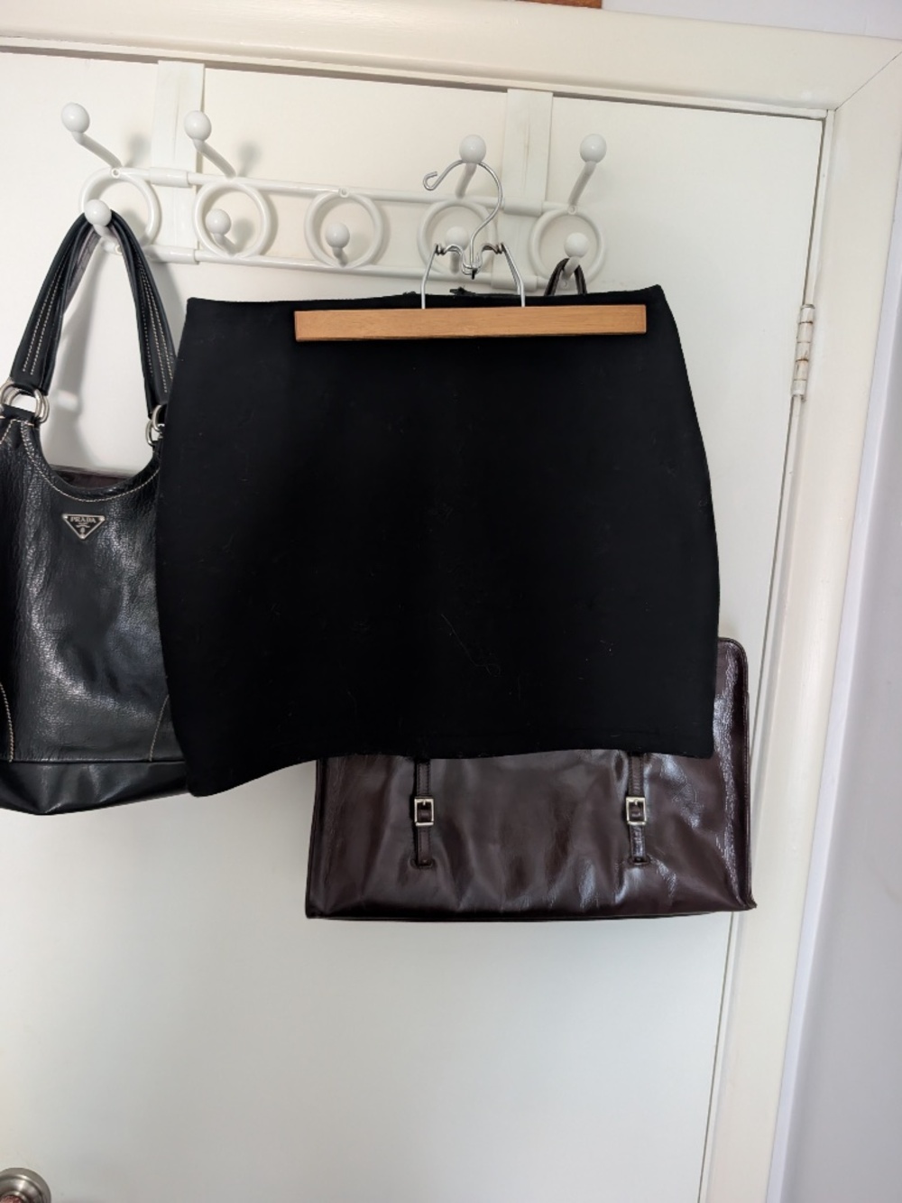 Custom Maison Cleo black wool mini skirt